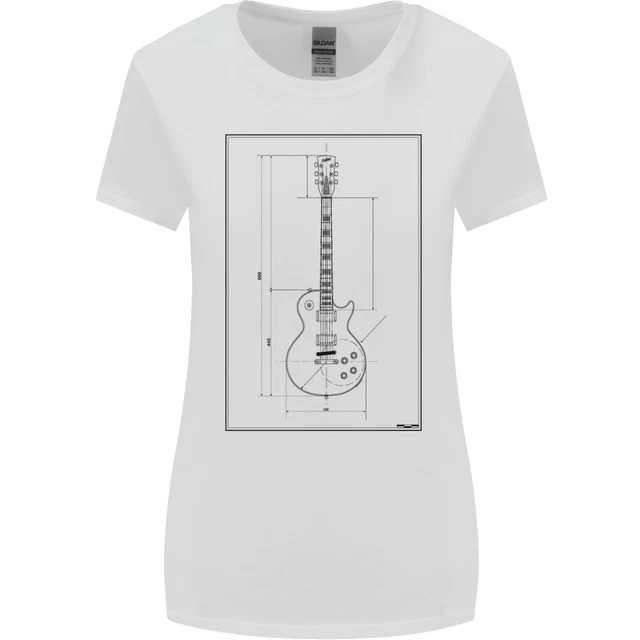 T-Shirt Femme Gildan Petite Coupe - Motif Guitare Basse, 100% Coton, Neuf Sans Étiquettes