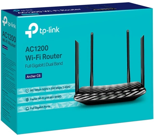TP-LINK Archer C6 AC1200 (867+300) Wireless Dual-Band Cable Router - 4 LAN