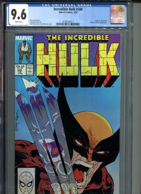 INCREDIBLE HULK #340 CGC 9.6 WHITE Hulk vs Wolverine Todd McFarlane Marvel