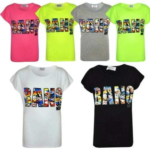 Bambine Botto Stampato Fumetto Stampa Moda Trendy Top New Età 7-13 Anni