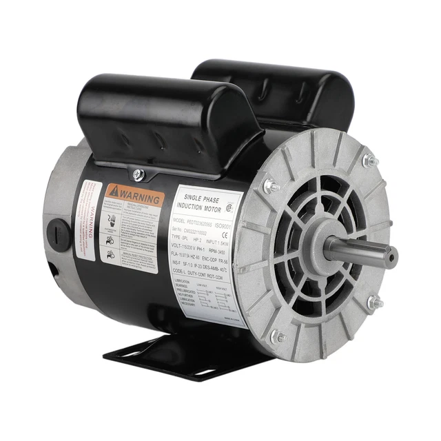 2 HP SPL Compressor Duty Electric Motor 3450 RPM 56 Frame 5/8" Shaft 120/240V V1