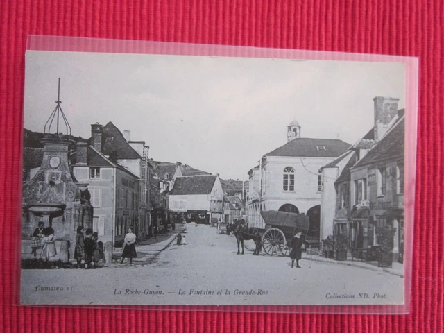 Cpa Ecrite Timbre La Roche Guyon La Fontaine La Grande Rue Seine Et Oise 95