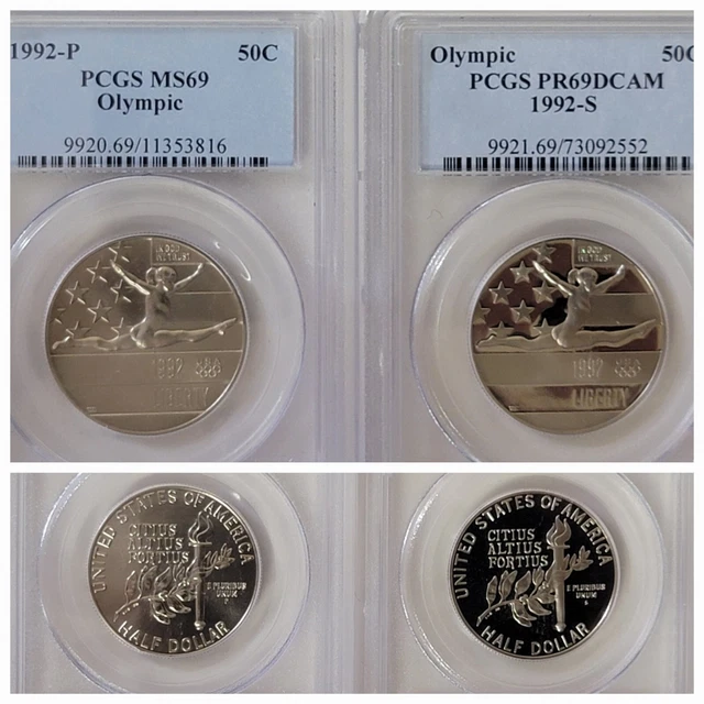 1992P & 1992S Olympics Commemorative Half Dollar's PCGS-MS69 & PCGS-PR69DCAM