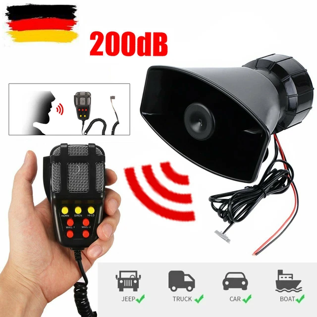 7 SOUND AUTO Notsirene Horn Hupe Fanfare Polizei Sirene LKW PKW ...