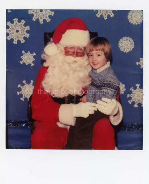 SANTA CLAUS AND BOY Vintage POLAROID Found CHRISTMAS  Photo COLOR 36 LA 81 D