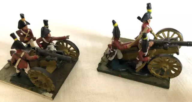 ARMEE NAPOLEON,  2 batteries à cheval en plomb peint très ancien