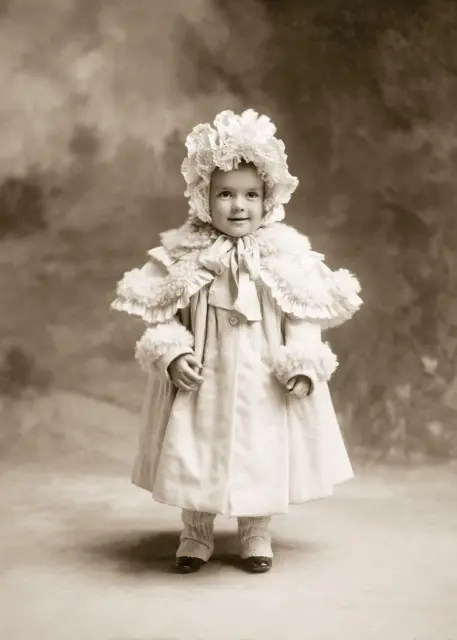 Victorian Era... Young Girl Winter Coat & Bonnet c.1900...  Photo Reprint 5x7