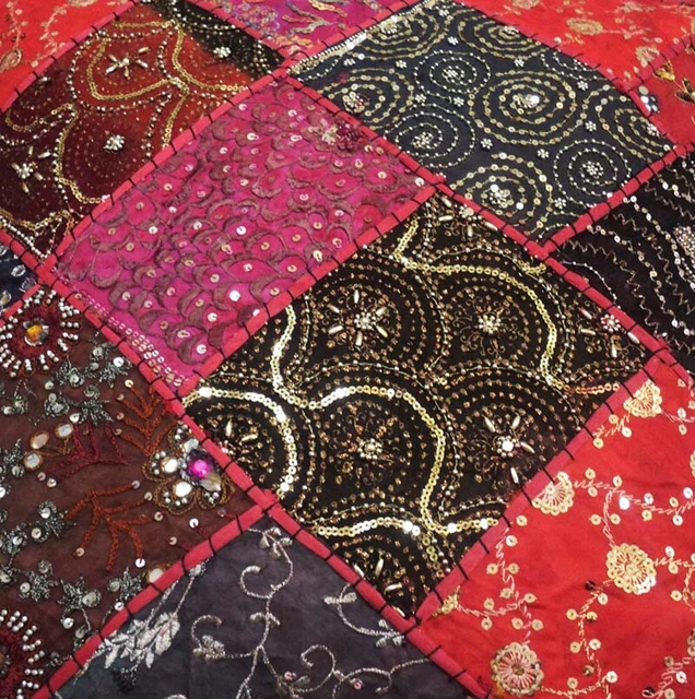 33% Off 30" Gorgeous Décor Sari Sequin Throw Floor Bed Cushion Pillow Cover Gift
