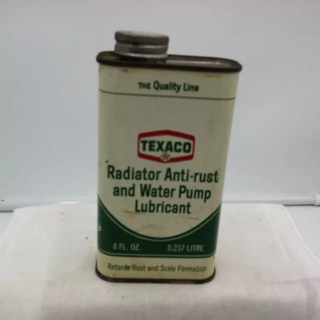 1968 Texaco Radiator Anti-rust and Water Pump Lubricant 8oz screw tin can - Full
