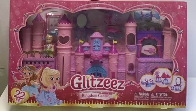 Glitzeez Schloss Spielschloss Puppenschloss mit Puppe Spiegeltisch Wippe Tisch