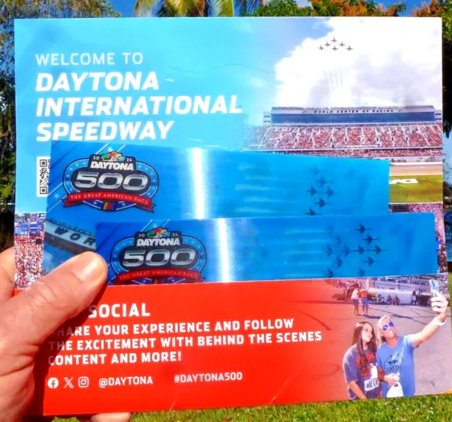 DAYTONA 500 FEB. 19, 2024 Com. Tickets For (2) Sec. 170 Row 16 Seats 23
