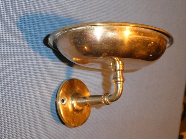 Antique Vintage Old Original Victorian Bathroom Brass Soap Holder Wall Dish