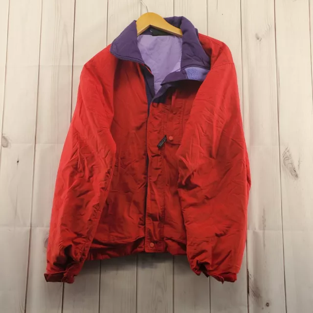 Chaqueta Patagonia Para Hombre Pequeña Suave Cáscara Nailon De Colección EE. UU. Cremallera A Snap Roja Púrpura