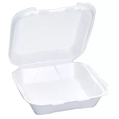 Snap It Foam Take Out Food Container Vented White 8.25" L x 8" W x 3" D 200/Case