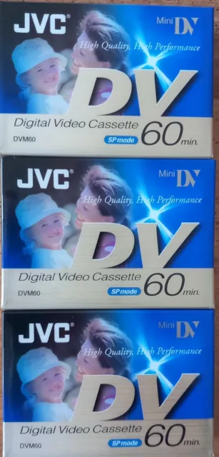 3 Cassettes  k7  MiniDV Mini Dv JVC 60 minutes neuves sous blister