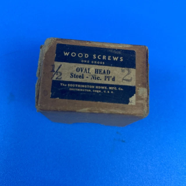 Southington HDWE USA NOS Vintage Oval Head Wood Screws STEEL NICKLE PL Gross 1/2