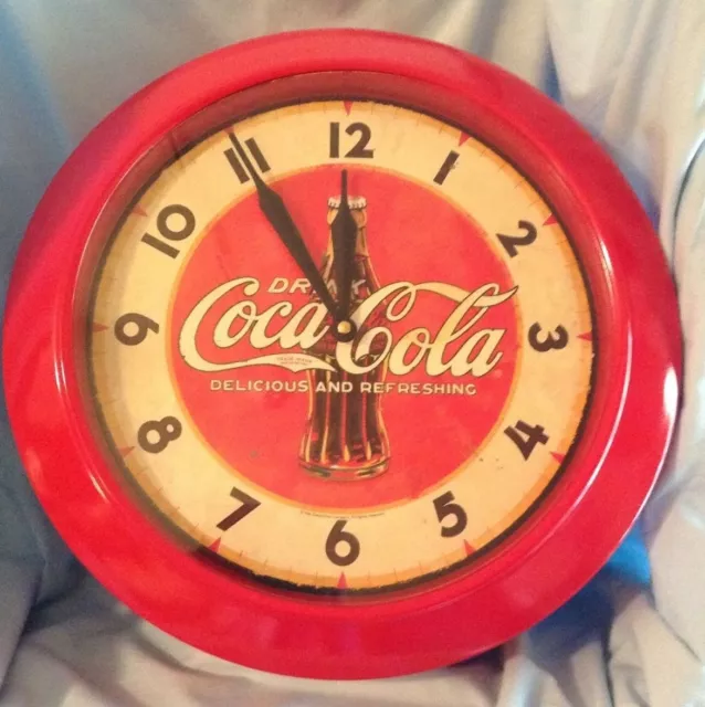 Coca-Cola Metal Wall Clock  Coke Depot Bottle Red Timeworks 17.5" 2002  $114.99