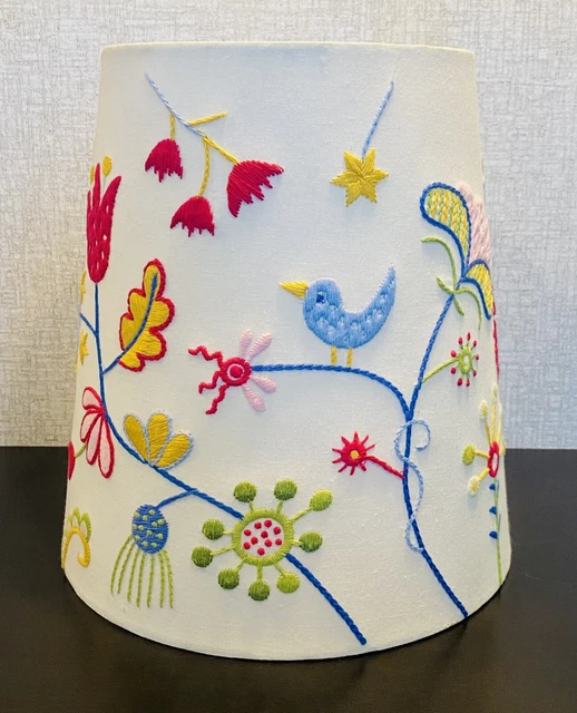 IKEA ALFHILD FAGEL Embroidered Ceiling Or Lamp Lampshade Folk Flowers