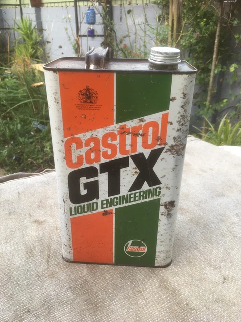 VINTAGE CASTROL GTX Liquid Engineering 5 Litre Oil Can Retro Rare £10. ...