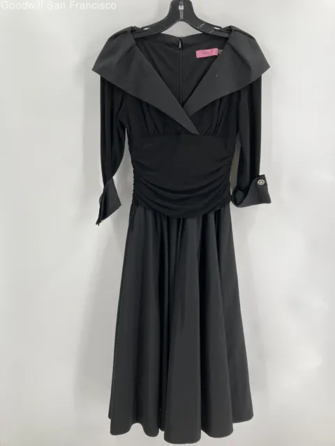 Eliza J Womens Black 3/4 Sleeve Portrait Collar Evening A-Line Dress Size 6