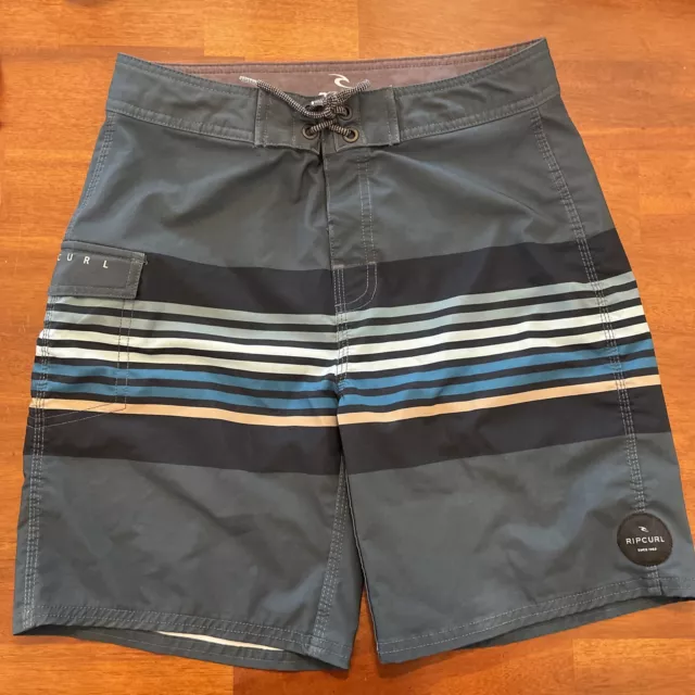 RIP CURL boys board shorts swim trunks size 14 navy blue stripes