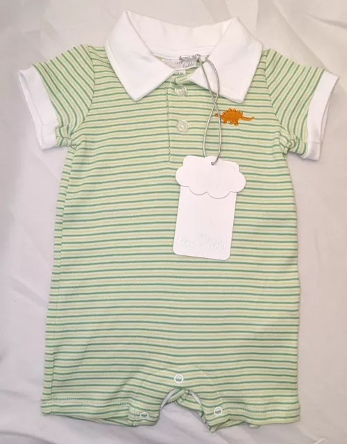 Baby Boy TRES BEAU et BELLE Size 0-3 Months Striped One-Piece NWT Green & White