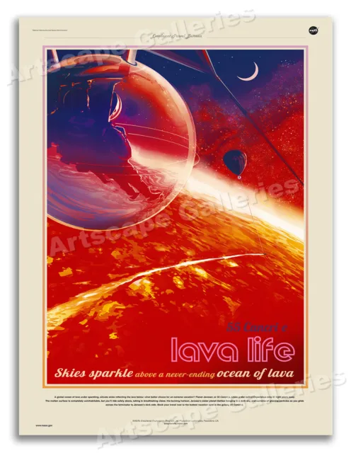 "Lava Life" NASA Retro Vintage Style Space Travel Poster - 24x32