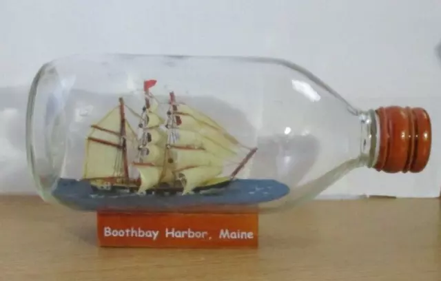 Boothbay Harbor, Maine, ship in a bottle, 7.5" long bottle Boothbay Harbor, Maine, ship in a bottle, 7.5" long bottle