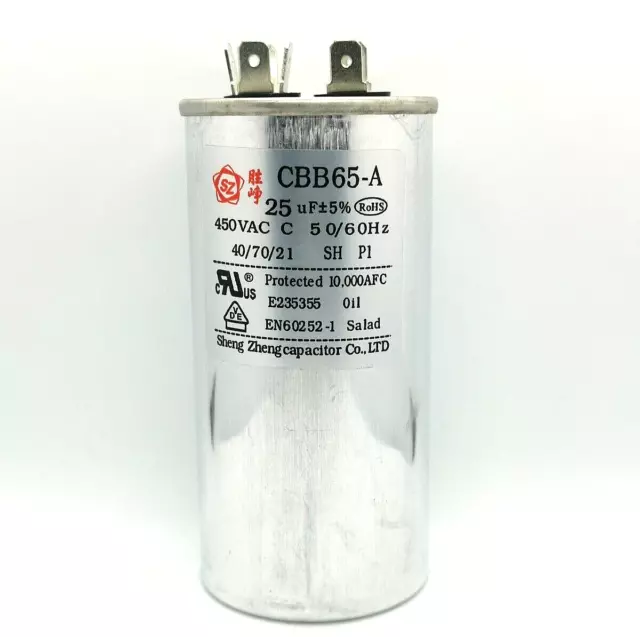 CBB65-A 25uF 450VAC 50/60Hz Air Conditioner Appliance Motor Run Start Capacitor