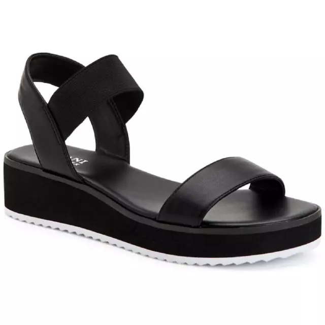 Alfani Womens Lobbie Black Wedge Sandals Shoes 8.5 Medium (B,M) BHFO 4120