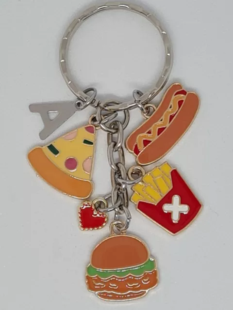 Personalised Fast food lover gift keyring birthday gift novelty burger fries