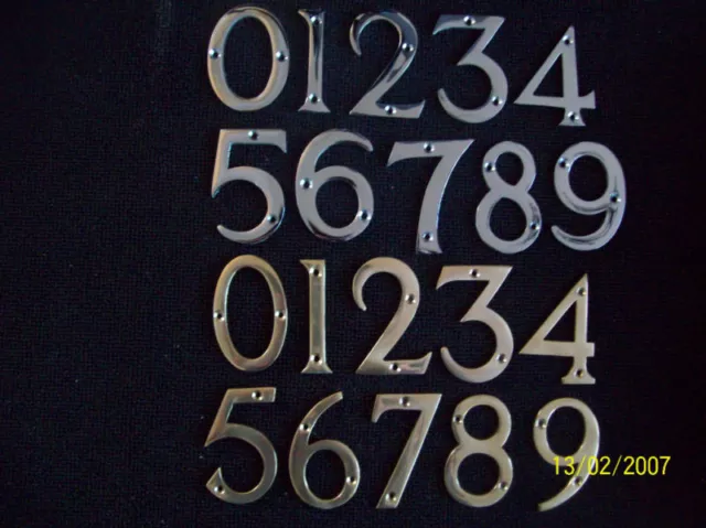 3"/75Mm House Door Numbers Numerals Brass/Chrome