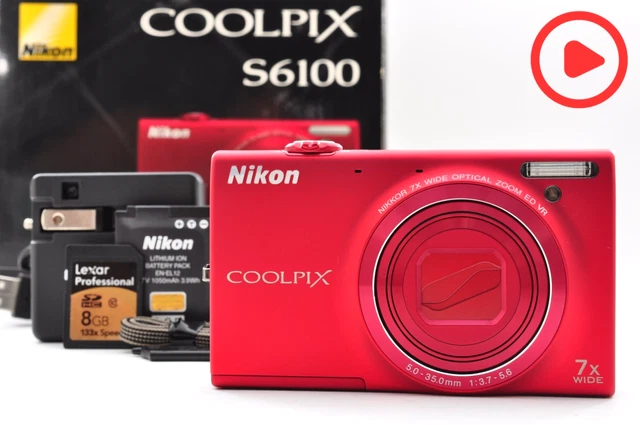 NIKON COOLPIX S6100 Digital Camera Red DDP (No Extra Customs