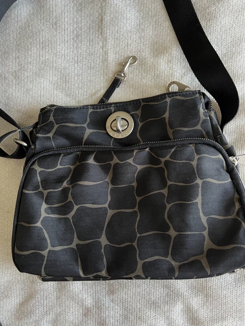 Baggallini Black Brown Giraffe Print Zip Close Crossbody MED/SM Purse Bag NWOT