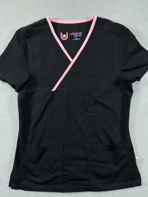Urbane Ultimate Medical Scrub Top Adult XS Black Nursing Uniform Shirt Pockets