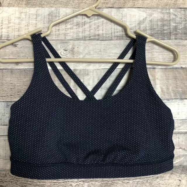 Lululemon Energy Bra Pacific Pointe Jacquard True Navy Onyx Blue Sz 10 Polka Dot