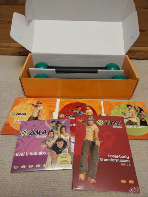 Zumba Fitness Workout DVDs & Toning Sticks Set *PART SEALED* Gym Cardio Routine