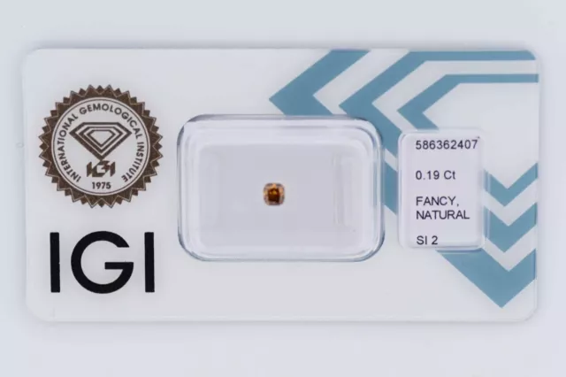 Elegante Diamante Intenso B. Amarillo Naranja - 0,19 quilates - SI2 - Certificado IGI 🙂