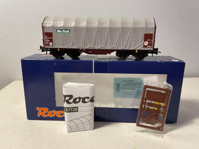 Roco HO 67728 DB AG Shimms "On Rail" Tarpaulin covered wagon.Brown/grey in box