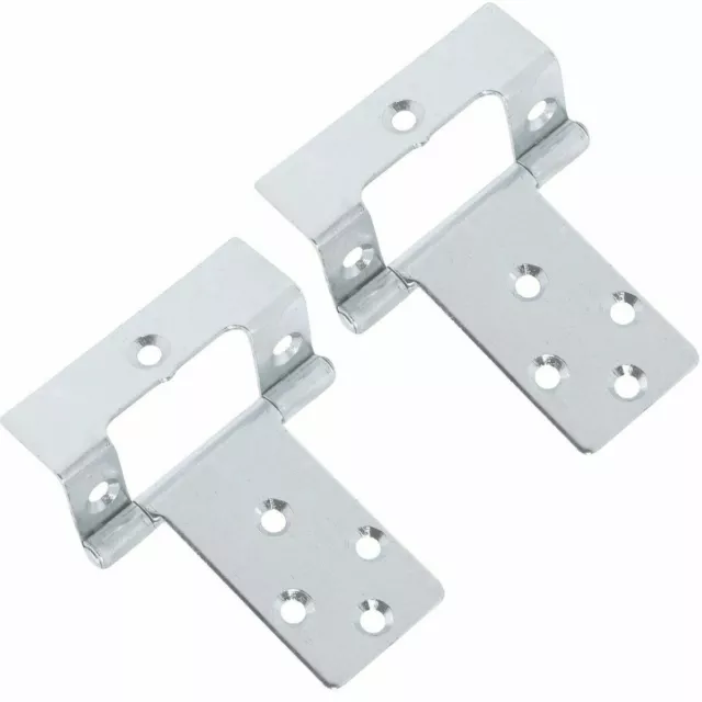 LARGE CRANKED 50mm SILVER FLUSH HINGES Wood Cupboard Door Hang Boat Caravan