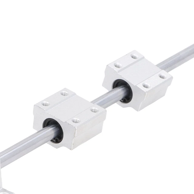4Pcs Linear Motion Ball Bearings With 2Pcs Metal Shaft Rods Slide Block Mount