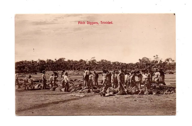 TRINIDAD, BWI ~ WORKERS DIGGING PITCH, DAVIDSON & TODD PUB ~ 1910s