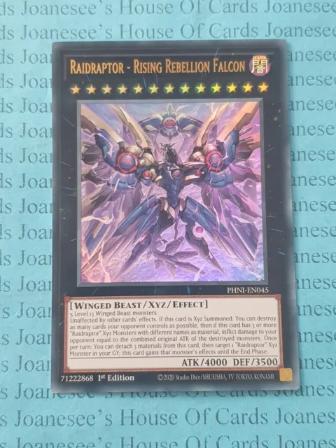 Raidraptor - Rising Rebellion Falcon PHNI-EN045 Ultra Rare Yu-Gi-Oh Card 1st New