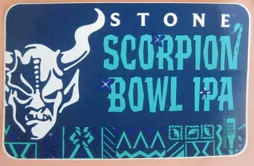 SCORPION BOWL IPA Beer STICKER Label w/ Arrogant Bastard, Stone Brwy, CALIFORNIA