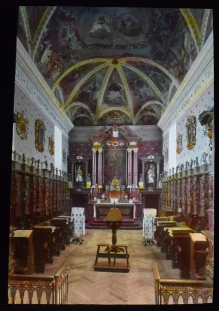 THE GREAT ST BERNARD HOSPICE CHAPEL SWITZERLAND C1920 Magic Lantern Slide PHOTO