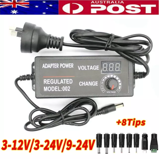 Adjustable Universal Power Supply Adapter Charger Switch Multi-Voltage +8Tips AU