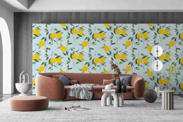 3D Fruit Lemon Green Leaves Wall Murals Wallpaper Murals Wall Sticker 3
