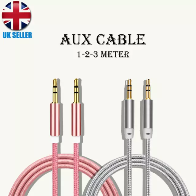 Aux Cable Jack To Jack 3.5Mm Audio Lead Male Stereo 1 To 3m Car PC Phone Plug