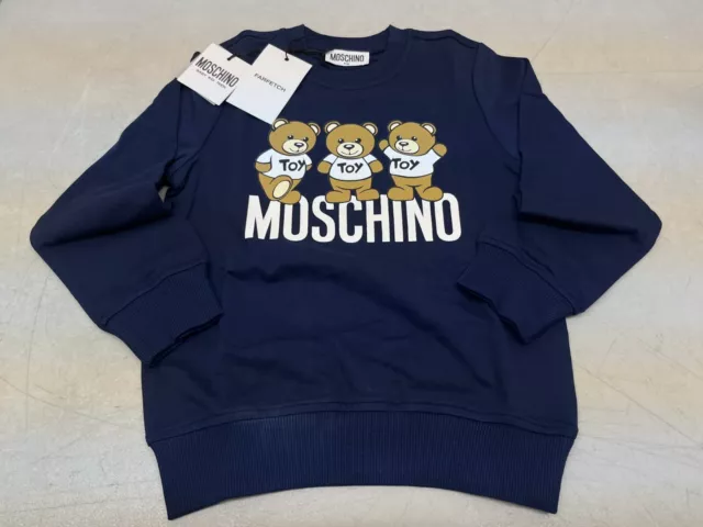 Moschino Kids - Teddy bear Print Cotton Sweatshirt in Navy - Size 4A