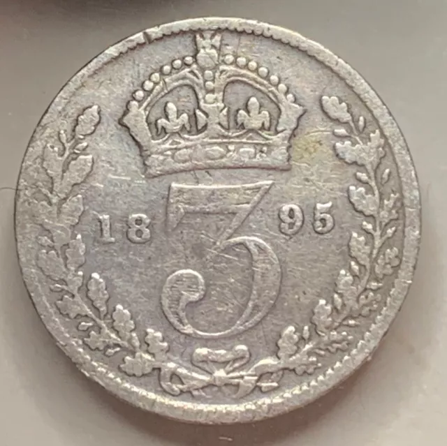 3 Pence 1895 Grossbritannien Königin Victoria . Silbermünze